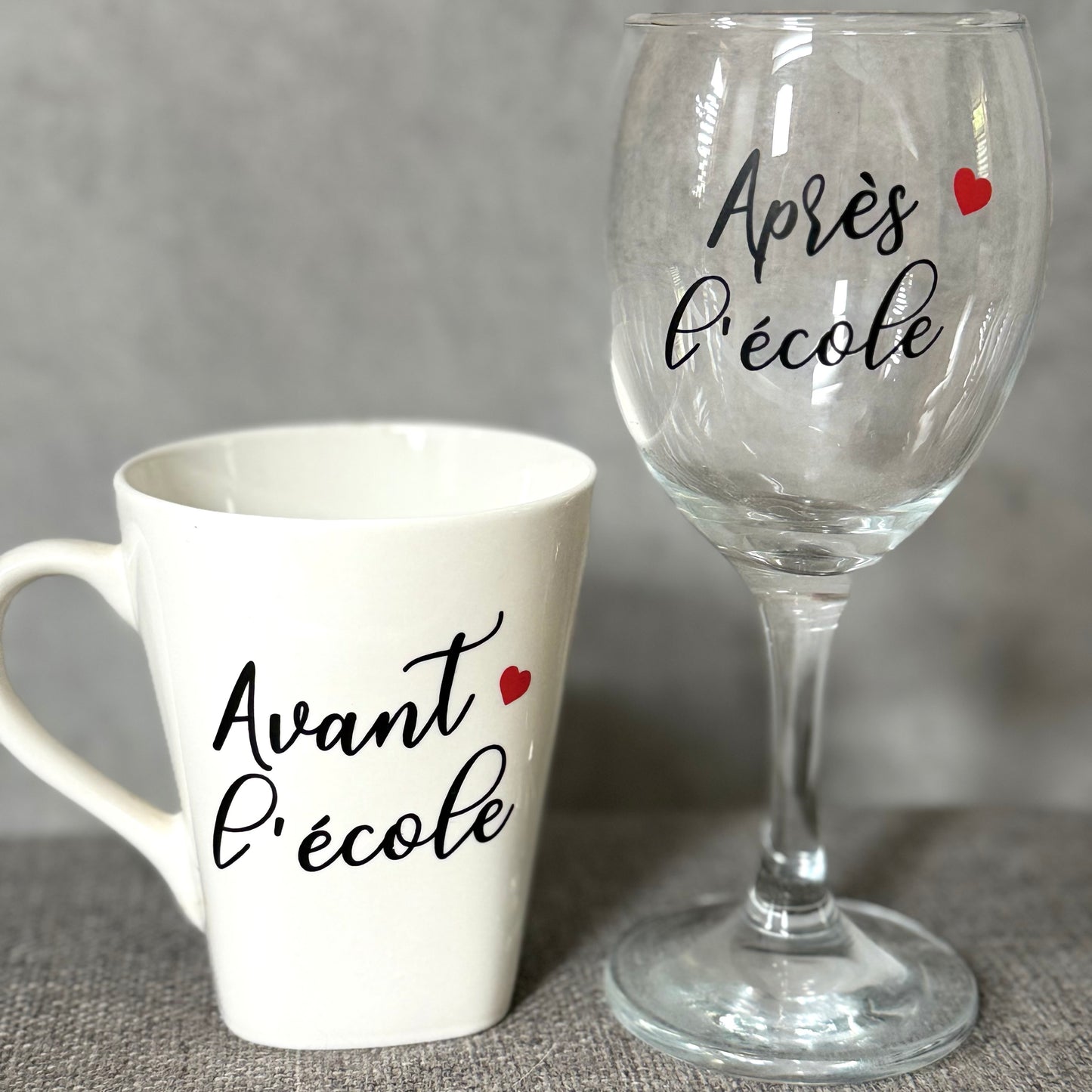 Tasse + verre « avant » « après » l’école
