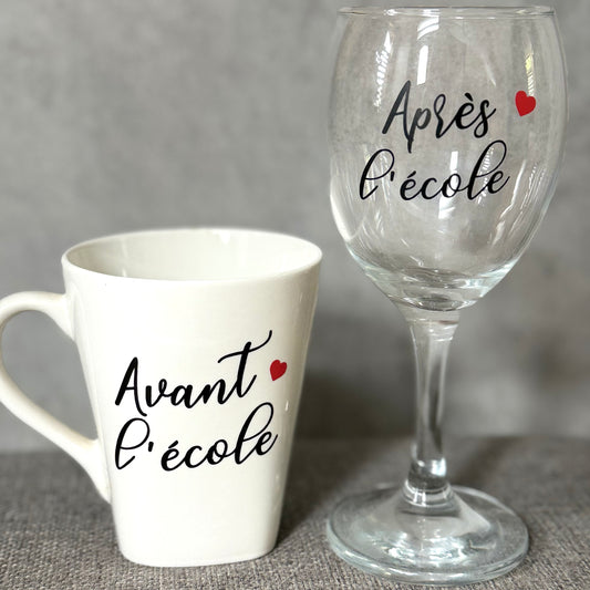 Tasse + verre « avant » « après » l’école