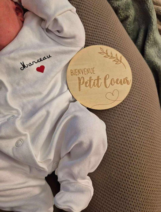 Pijama velours blanc petit cœur rouge