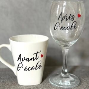 tasse + verre "avant après l'école"