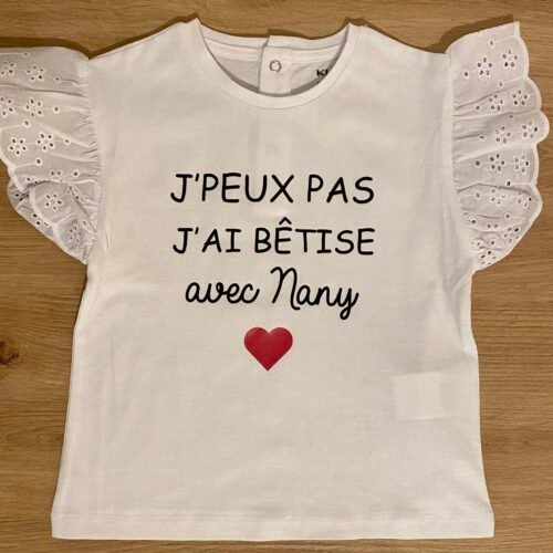 T-shirt personnalisé « J'PEUX PAS J'AI BÊTISE AVEC »