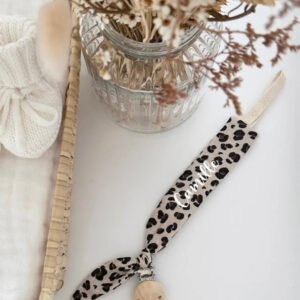 Attache tétine gaze de coton « léopard »