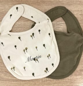 Lot de 2 bavoirs KAKI & BEIGE