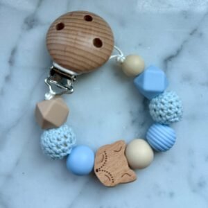 Attache tétine bleue